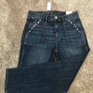 High-Rise Everyday Soft Denim Studded cropped jeans NWT Size 10